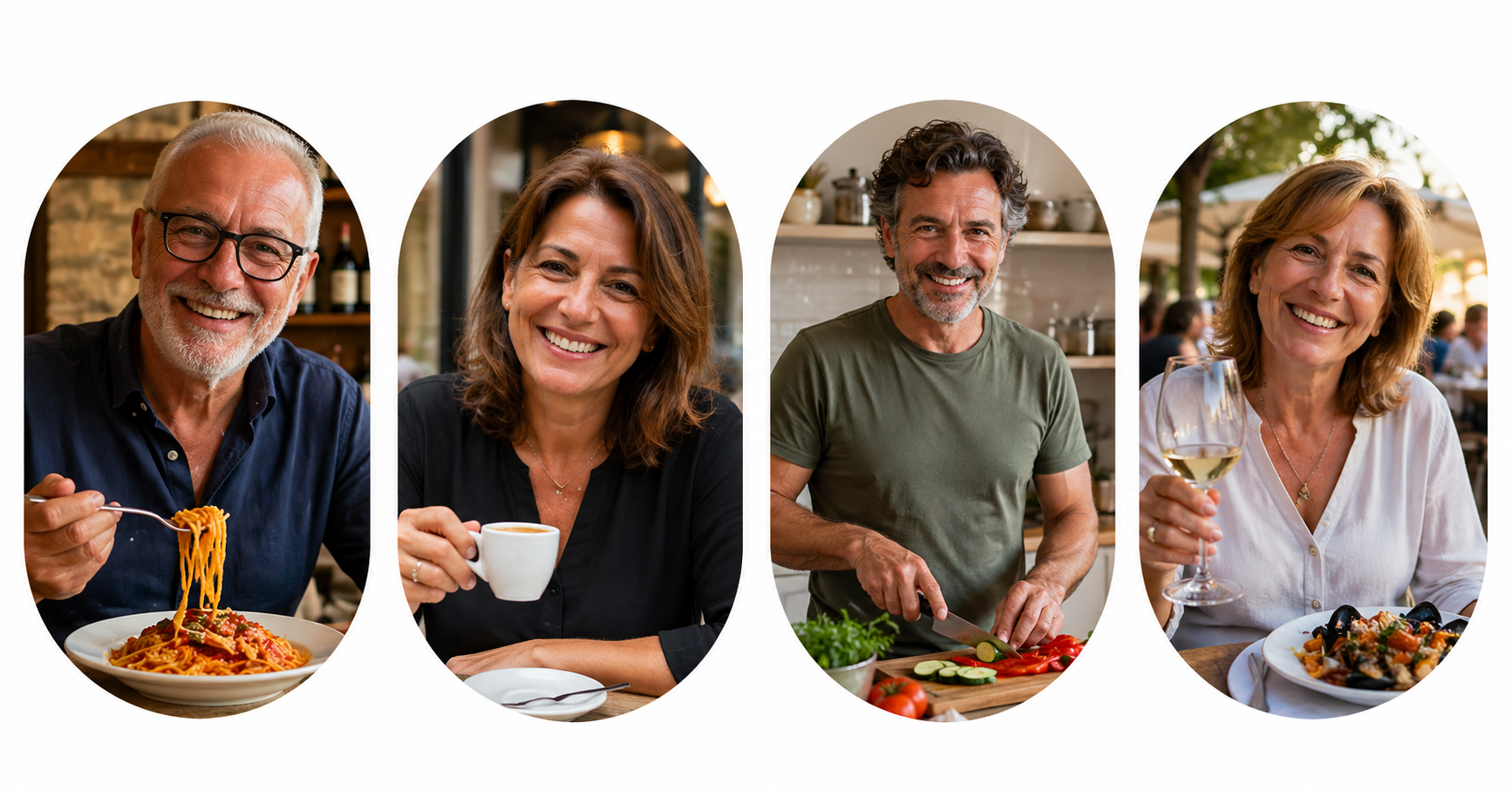 Persone italiane felici a tavola