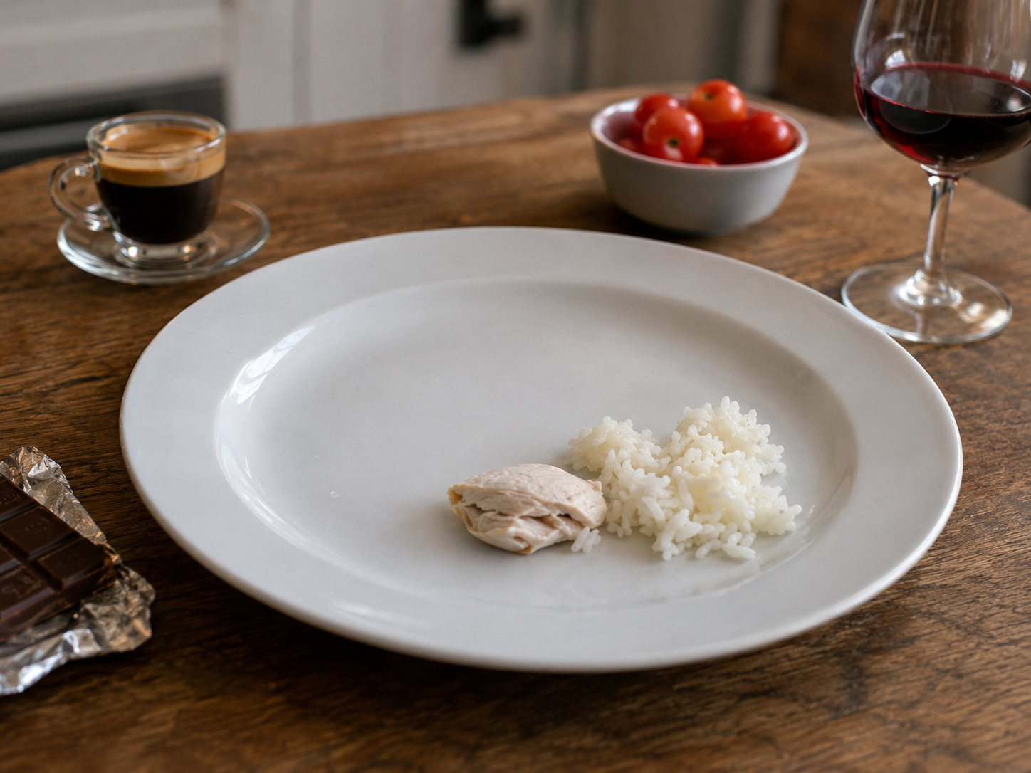 Piatto quasi vuoto per dieta restrittiva